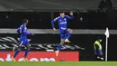 Di penghujung babak pertama, Leicester kembali menggandakan keunggulan menjadi 2-0 atas Fulham melalui gol yang dicetak oleh James Justin. (Glyn Kirk/Pool via AP)