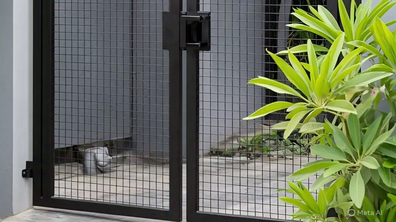 Pintu Pagar Dorong Besi Kombinasi Mesh Wire