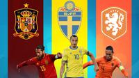 Piala Eropa - Sergio Ramos, Zlatan Ibrahimovic, Virgil van Dijk (Bola.com/Adreanus Titus)
