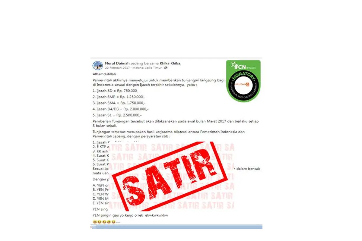 Cek fakta tunjangan pengangguran
