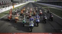 Pembalap MotoGP 2021 foto bersama di Sirkuit Losail, Qatar, Kamis (25/03/2021).