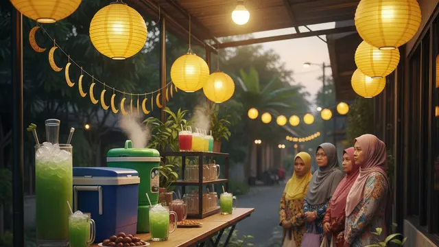Desain Teras Jualan Takjil Ramadhan. AI