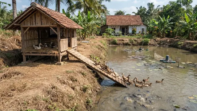 Ide Tata Letak Kolam Lele dan Kandang Bebek