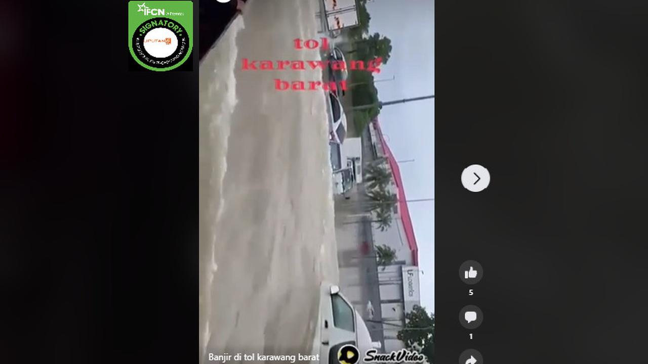 Tangkapan layar klaim video banjir di tol Karawang Barat