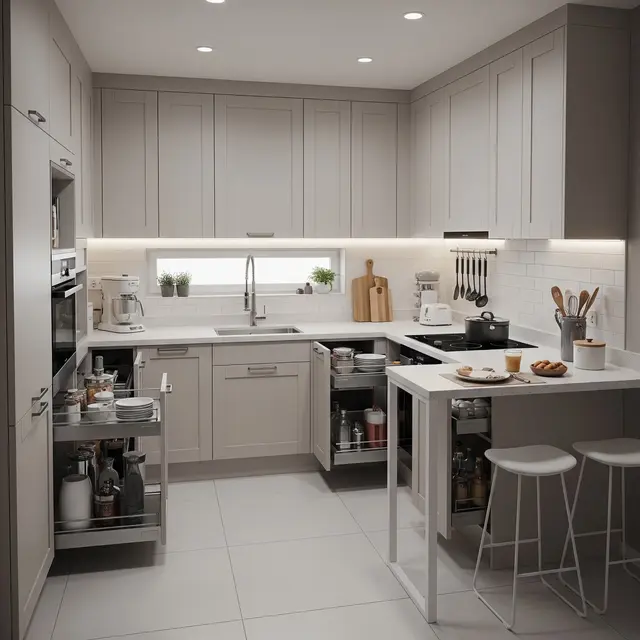 Ide Dapur Minimalis 3x2 dengan Banyak Tempat Penyimpanan (AI Generated)
