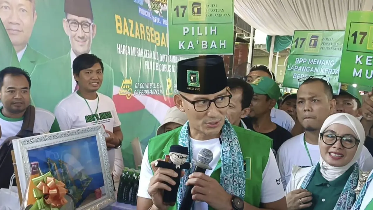 Sandiaga Uno berkampanye di Pekalongan, Jawa Tengah, Minggu (4/2/2024)