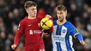 <p>Bek Brighton and Hove Albion, Joel Veltman (kanan) berebut bola dengan gelandang Liverpool, Ben Doak pada laga Liga Inggris 2022/2023 di American Express Community Stadium, Brighton (14/1/2023). Telah membela Brighton and Hove Albion sejak awal musim 2020/2021 setelah didatangkan dari Ajax Amsterdam, Joel Veltman menjadi salah satu pemain yang berkontribusi besar menjadikan Brighton cukup disegani. Dari total 23 laga di Liga Inggris musim 2022/2023, ia menyumbang 1 gol dan 1 assist. (AFP/Glyn Kirk)</p>