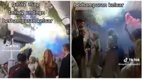 Viral Aksi Bridesmaid Nyalakan Smoke Bomb. (Sumber: TikTok/@markonahgresik2)