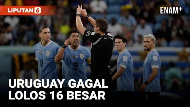 Uruguay secara dramatis gagal lolos ke babak 16 besar padahal mereka berhasil menaklukkan Ghana 2-0 pada partai pamungkas Grup H Piala Dunia 2022 di Stadion Al Janoub, Jumat malam (2/12/2022). Luis Suarez dkk disingkirkan Korea Selatan yang secara ge...