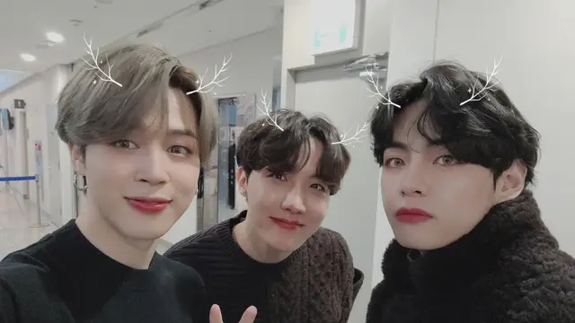 Jimin, J-Hope, dan V BTS. (Twitter/ BTS_twt)