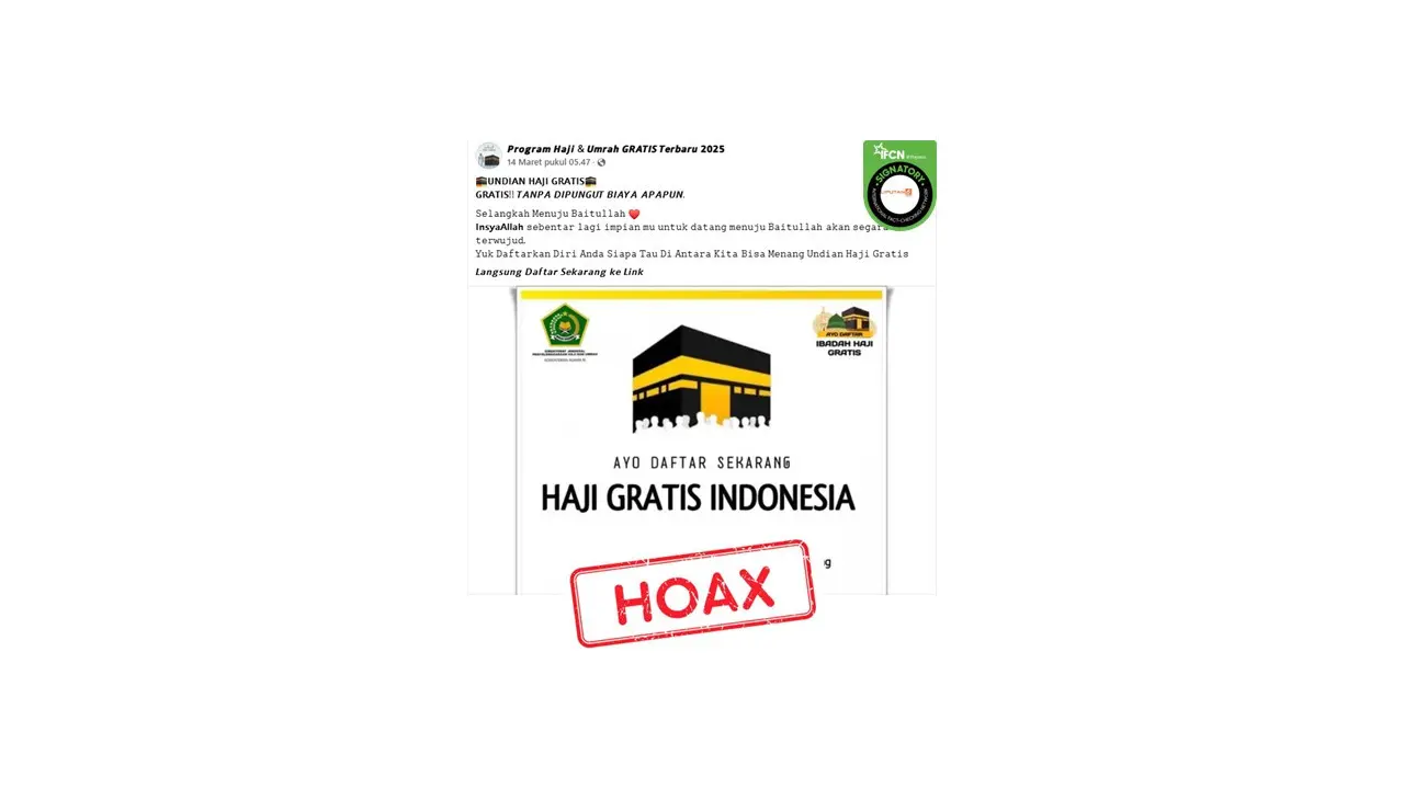Cek fakta pendaftaran haji gratis