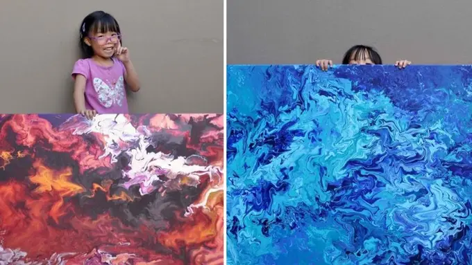 Jual Lukisan Abstrak, Bocah 5 Tahun Ini Sumbang Sebagian Uangnya