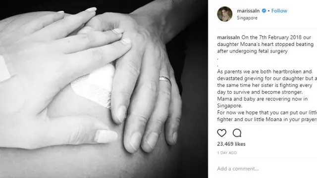 Kesedihan Marissa Nasution akan meninggalnya salah satu janin yang dikandung (instagram/marissaln)