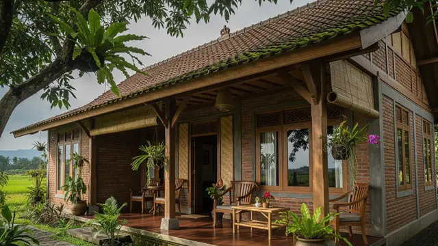 Rumah Bata Ekspos yang Adem untuk di Desa/Gemini AI