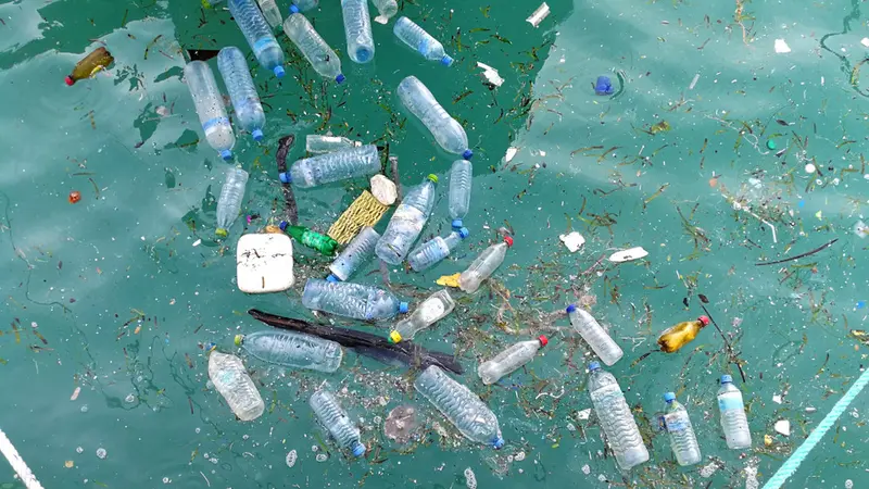 Ilustrasi sampah botol plastik