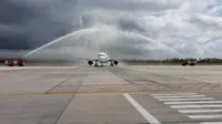 Untuk pertama kalinya pesawat tipe Narrow dengan besar A320 landing di Bandara Internasional Banyuwangi.