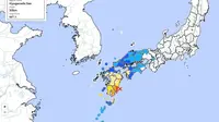 Gempa bumi Jepang terkini. (Japan Meterological Agency)