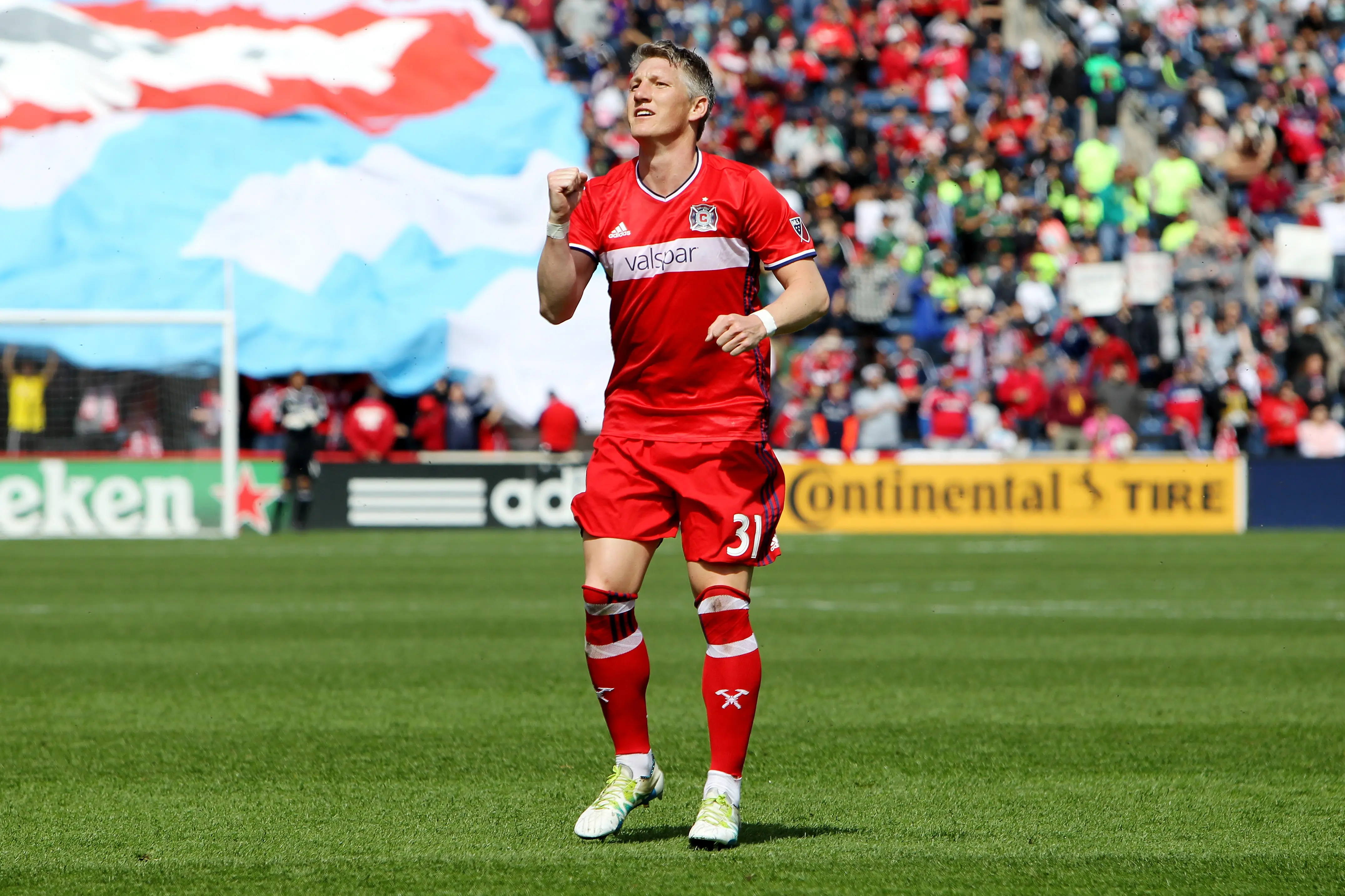 Sejak dilepas MU ke Chicago Maret 2017 lalu, Bastian Schweinsteiger berperan penting dalam membawa perubahan klub di papan klasemen.(Dylan Buell / GETTY IMAGES NORTH AMERICA / AFP)