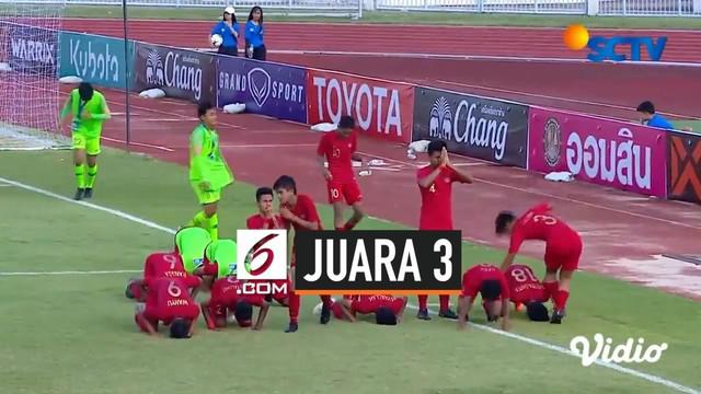 Bertanding melawan Timnas Vietnam U-15 dalam laga perebutan tempat ketiga di Stadion IPE 1, Chonburi, Thailand, Jumat (9/8/2019), skuat berjulukan Garuda Asia itu menang 3-2 lewat adu penalti setelah bermain 0-0 dalam waktu normal 80 menit.