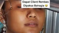 MUA cukur alis calon pengantin pakai pisau daging. (dok. tangkapan layar TikTok @yudhistirabima99/https://www.tiktok.com/@yudhistirabima99/video/7046313842304945435)