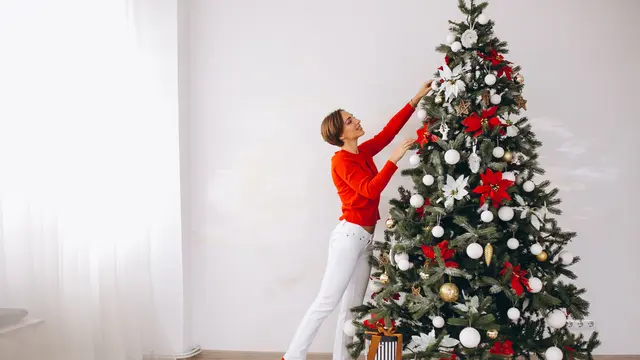 Ilustrasi menghias, pohon Natal