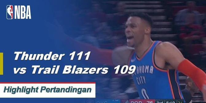 Cuplikan Pertandingan NBA : Thunder 111 vs Blazers 109