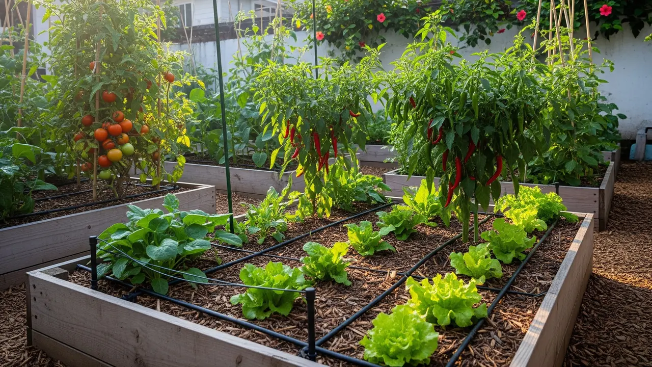 Kebun Sayur Hemat Air (Water-Wise Vegetable Garden)