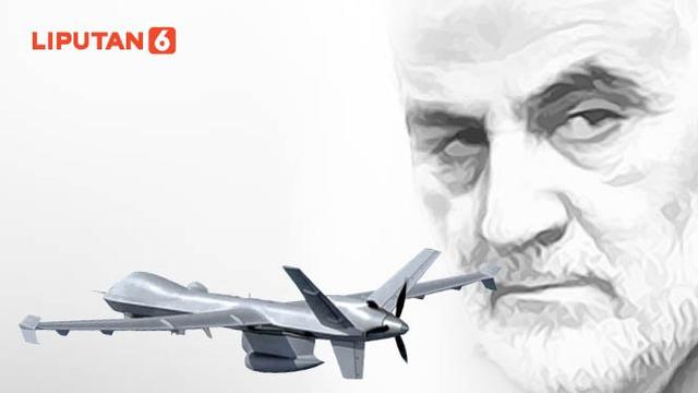 Banner Infografis Serangan Drone AS Tewaskan Jenderal Top Iran