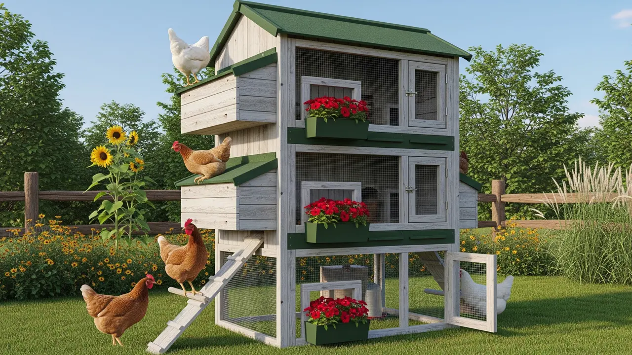 Desain Kandang Ayam Vertikal 3 Tingkat/Gemini AI