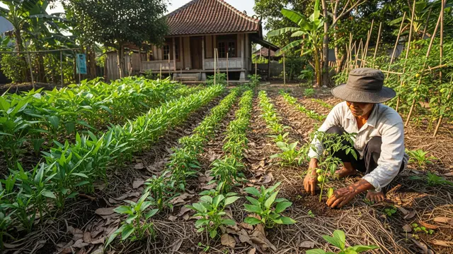 Cara Membuat Kebun Sayur yang Mendapat Mulsa Gratis dari Daun Kering di Pekarangan