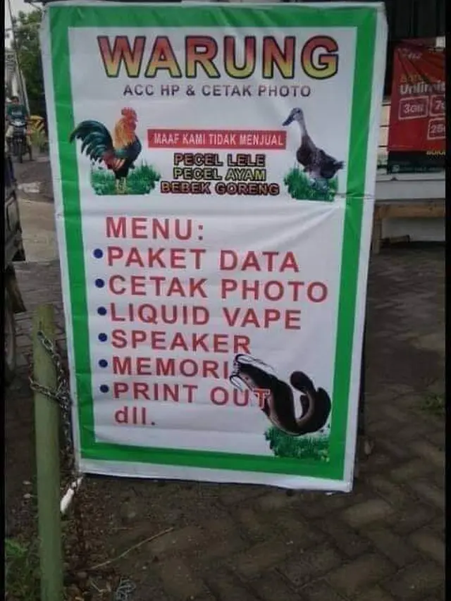 6 Spanduk Toko Ini Bikin Bingung Pembeli, Beda Jauh dengan Barang Jualannya