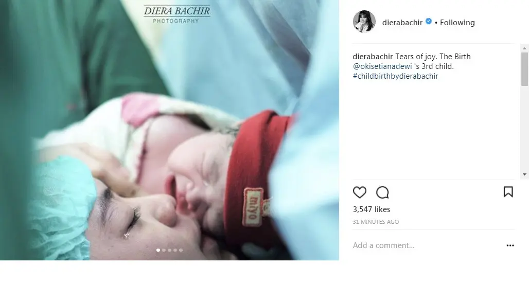 Oki Setiana Dewi melahirkan anak ketiga (Foto: Instagram/@dierabachir)