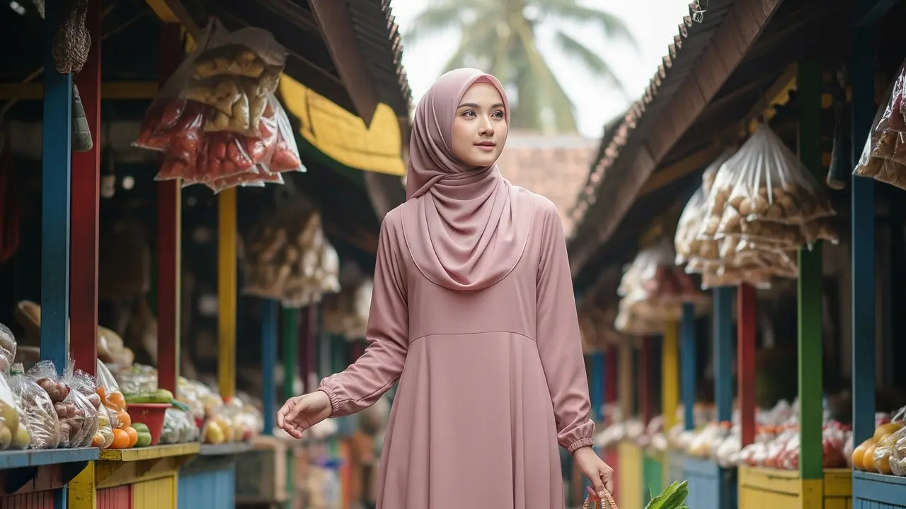 Inspirasi Gamis Warna Mauve & Champagne (Image by Gemini AI)
