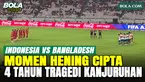 Momen hening cipta dilakukan sebelum laga Timnas Indonesia vs Bangladesh di FIFA ASEAN Cup 2026, Kamis (1/10/2026). Para pemain dan seluruh penonton sejenak mengheningkan cipta untuk mengenang empat tahun Tragedi Kanjuruhan yang terjadi pada 1 Oktobe...