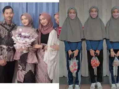 Baru-baru ini viral, gadis bernama Rizka yang merupakan anak kembar 3 dilamar oleh seorang pria yang kembar juga. Keunikan kembar melamar kembar ini berhasil curi perhatian. Kini publik sedang penasaran akan sosok Rizki Rizka dan Rizke yang merupakan tiga kembar identik. (Liputan6.com/IG/rizki_rizka_rizke)