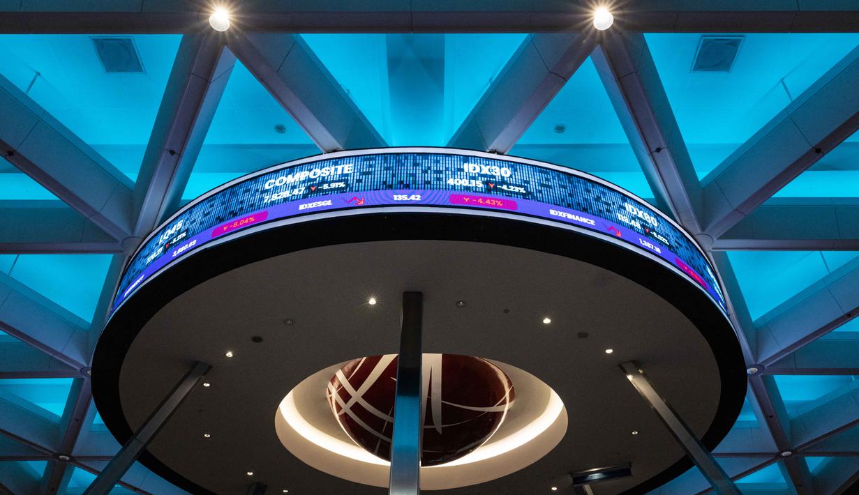IHSG melemah sejak awal perdagangan yang dibuka pada level 8.027,82. Berdasarkan data RTI, Kamis (29/1/2026), IHSG sore turun 88,354 poin atau setara 1,06 persen ke posisi 8.232,201. Tampak dalam foto, papan elektronik menampilkan pergerakan Indeks Harga Saham Gabungan (IHSG) di Bursa Efek Indonesia, Jakarta, Kamis (29/1/2026). (YASUYOSHI CHIBA/AFP)