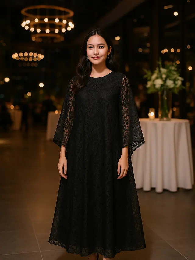 Kaftan Brokat Hitam untuk Acara Malam