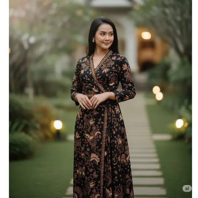 Model Batik Wanita Wrap Dress. Foto: Gemini