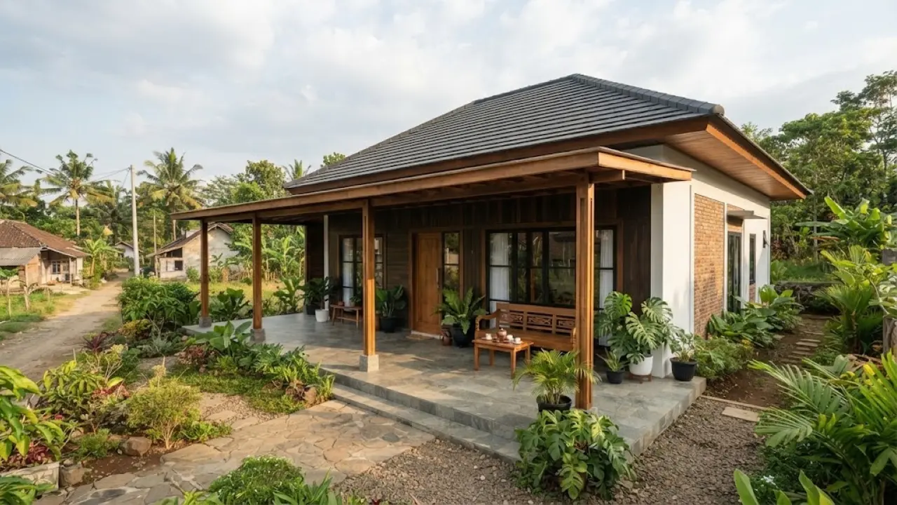 Rumah Kampung Modern dengan Teras Luas