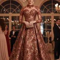 Gaun Coklat Mahogany yang Anggun/Gemini AI