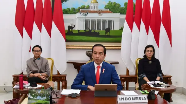 Presiden Jokowi saat menghadiri KTT Luar Biasa G20 secara virtual di Istana Bogor, Jawa Barat. (Biro Pers Sekretariat Presiden)
