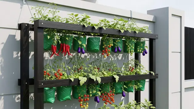 Ide Kebun Sayur Pakai Polybag Gantung di Pagar Rumah
