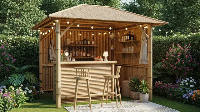 Ide Gazebo Mini dari Bambu untuk Tengah Kebun Belakang Rumah/Gemini AI