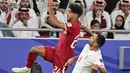 Melawan Iran, Qatar langsung tampil terbuka dan menyerang sejak babak awal laga semifinal Piala Asia 2023. (HECTOR RETAMAL/AFP)