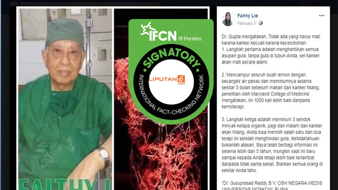 [Cek Fakta] Benarkah Air Perasan Lemon Bisa Sembuhkan Kanker?