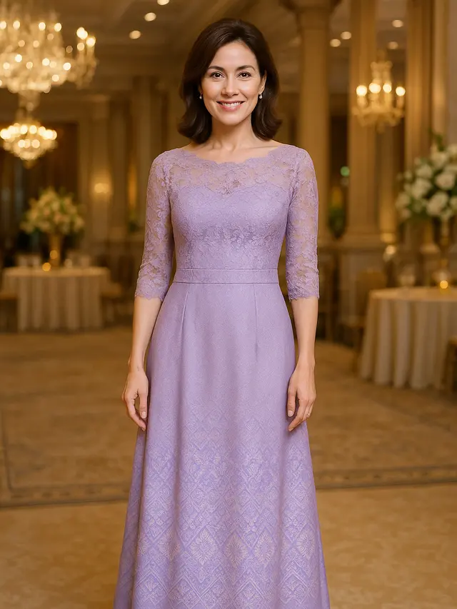 Model Dress Brokat Kombinasi Songket Mewah untuk Ibu-ibu 40 Tahun