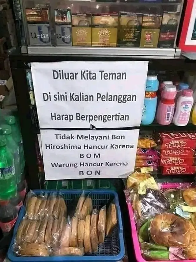 7 Pemberitahuan Nyeleneh di Warung Untuk Pembeli Ini Malah Bikin Kesal