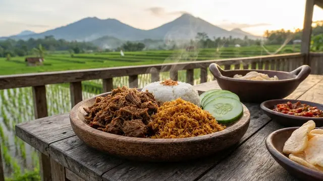 Ilustrasi Serundeng Daging/Gemini AI