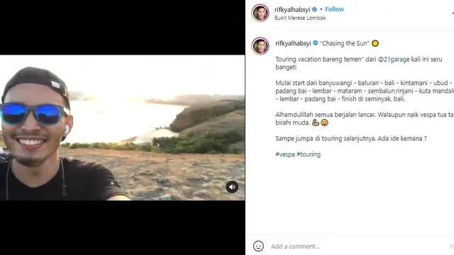 Sampai Lombok, Ini 7 Potret Rifky Alhabsyi Touring Pakai Vespa