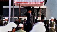 Presiden SBY menjadi inspektur upacara peringatan Hari Kesaktian Pancasila di Monumen Lubang Buaya, Jakarta, (1/10/14). (Liputan6.com/Johan Tallo)